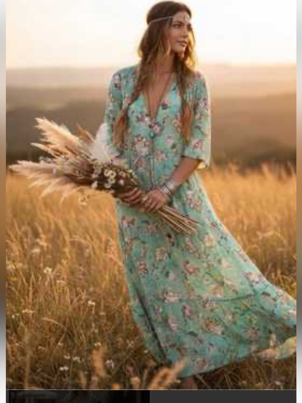 Anthropologie Sunday Mi Amor Boho Chic Floral Tiered Maxi Dress Cottagecore M - Picture 3 of 10